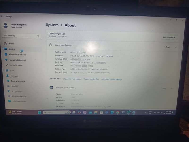 Dynaabook laptop model 2021 8Gb 120GB GEN 9th 0