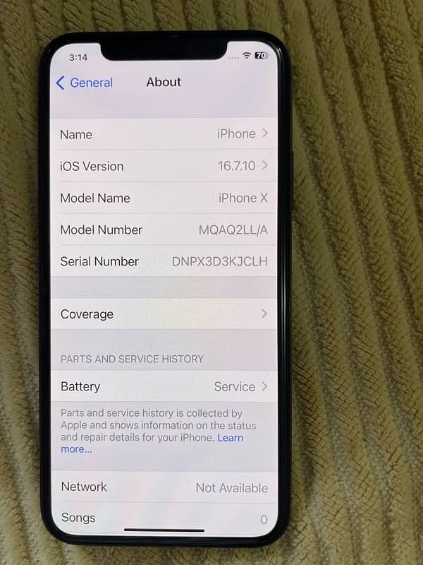 iPhone X gb 64 battery health 77 jv sim 3