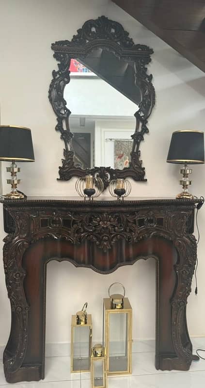 Original Wood Console and mirror set 0