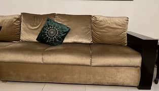 L shaped 7 seater sofa goldenish brown colour