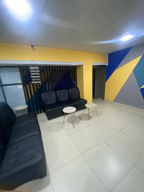 furnish Office for rent in gulberg for (Call center + Software house + Marketing office and other setup as you want) 0