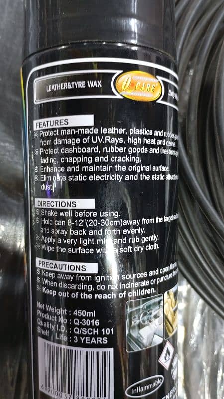 7CF Leather Tyre Wax Spray Black Ice 1