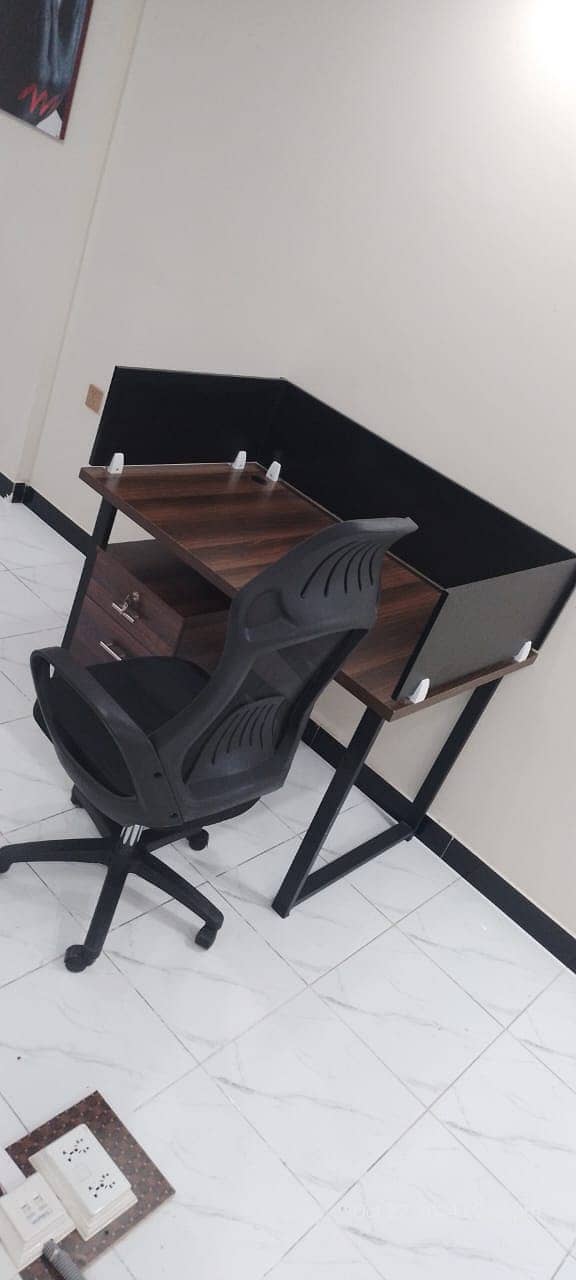 Compact 4x3 Feet Office Workstations with Chair & Side Table – Brand N 2