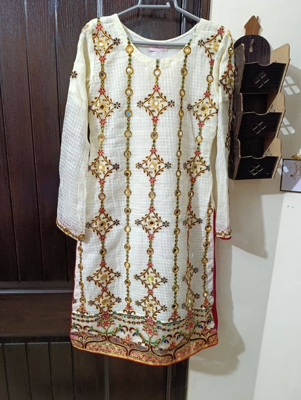 Heavy Embroidered 3 piece stitched dress 0