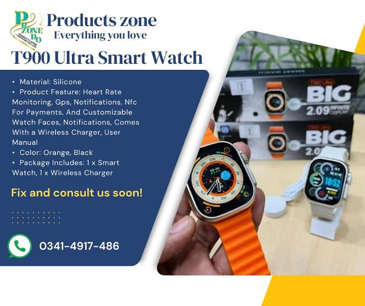 T900 ultra smart watch fully touch system for men & women 5