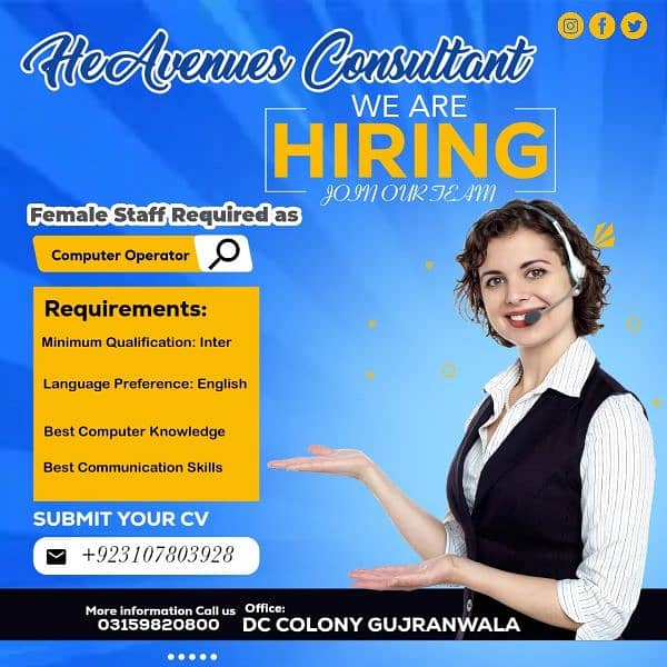 We are Hiring Female Staff for our Consultant Company 0