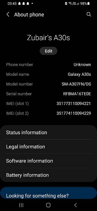 Samsung galaxy a30s 4 128 gb wats. . 03253652492 information description 6