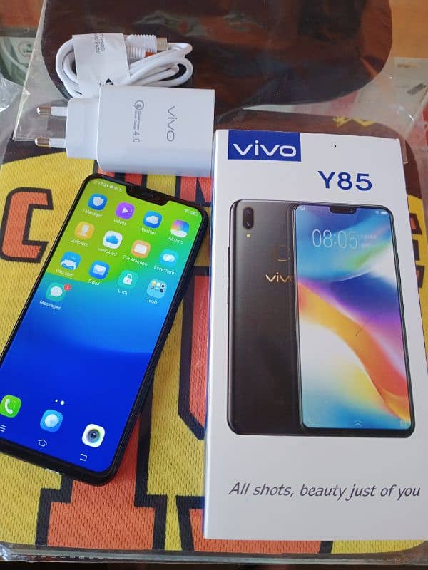 vivo y85 (4/64) Ram full new with box and charger condition 10/10 2