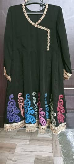 colorful thread embroidery frock