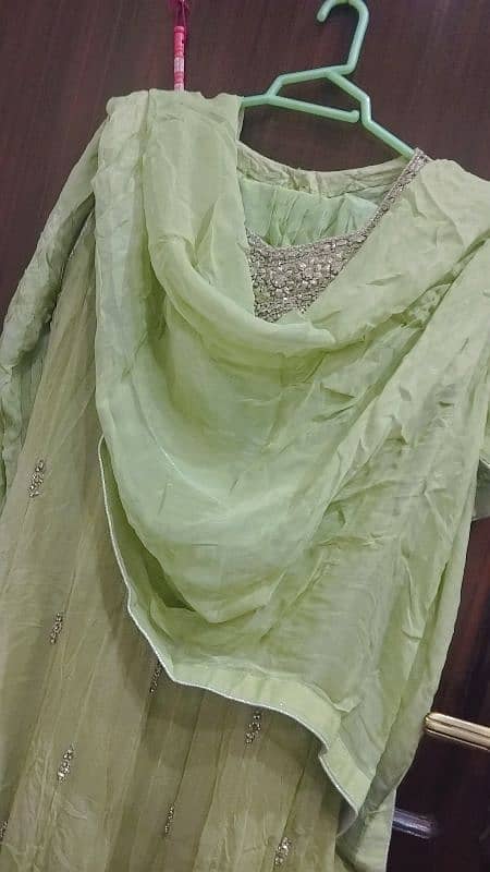 pista green frock with dabkaa work 2