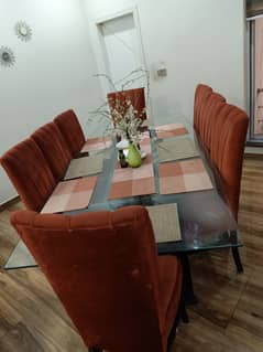 Dining Table For sale/8 seater Dining Table/wooden(Top Glass) Dining