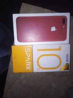 original iPhone 7 plus Box and Tecno Spark 10C box