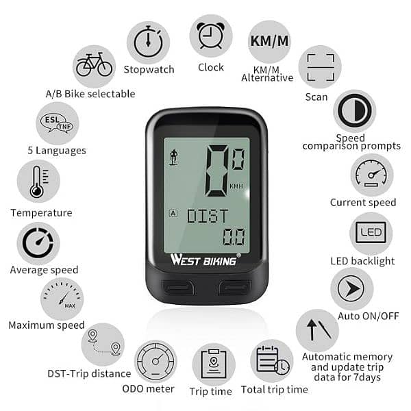 bike computer wireless waterproof bicycle odometer speedometer light 3