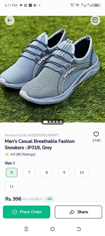 Men's casual Breathable Fashion Sneakers -jf018, Grey 3