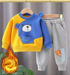 2 pcs boy's cotton jersey printed tracksuit