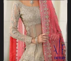 Stylish Branded Bridal Walima Dress-small For Sale(Coral Pink Duppata)