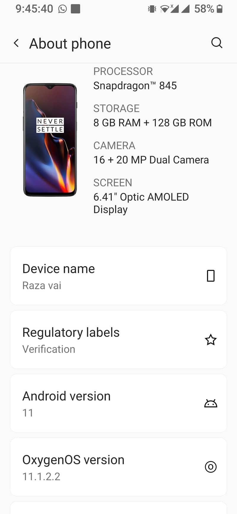 One plus 6T. 845 Snapdragon  . Back Glass Break hai 2