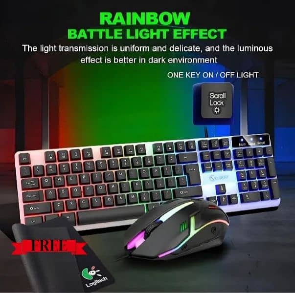 Gaming 3-in-1  Combo   Keyboards ,rgb Mice & Free Mousepad 3