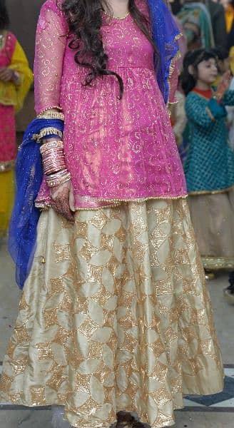 Beautiful goti lehnga with short frock 0