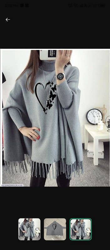 Women's Polyester Heart Printed Poncho  Cape Shawl 0