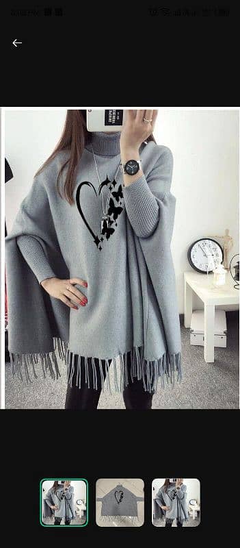 Women's Polyester Heart Printed Poncho  Cape Shawl 2