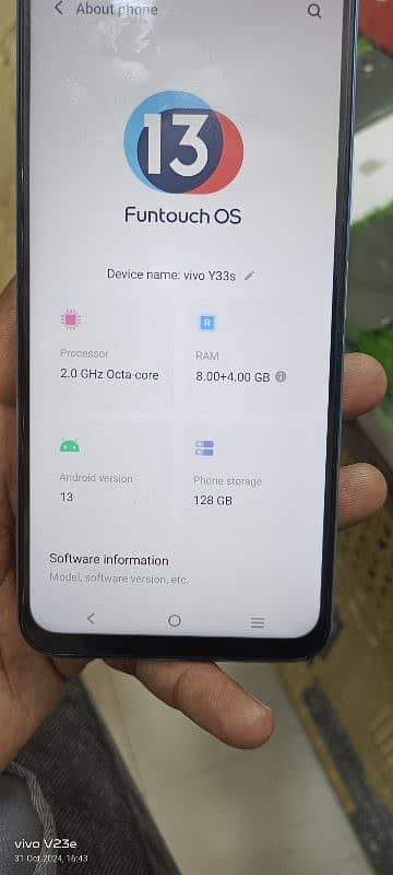 vivo y33s 8+4 128 with complete box 1