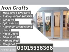 Aluminum windows,Glass & steel CNC Railings,Fiber sheds,CNC main gates