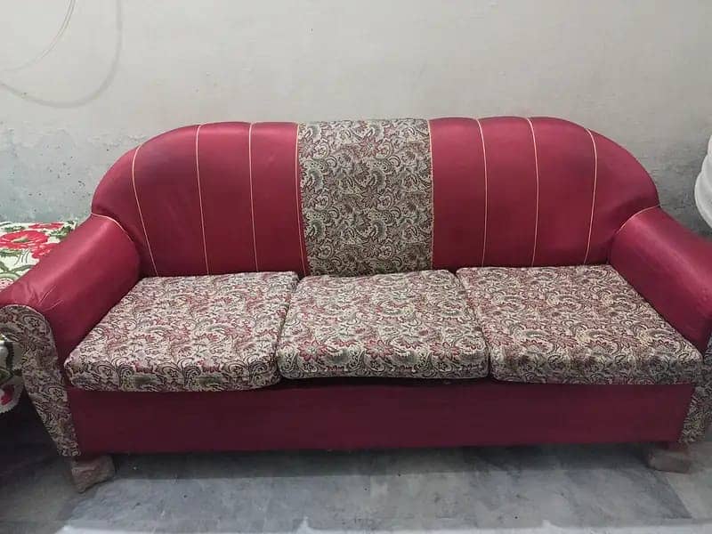 Maroon color 3 seater spring sofa 0