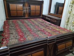 bed with mattress dressing table and 4 seat Woden sofa set for sale