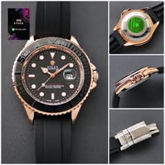 Golden Rolex Yacht-Master Black strap | Men Watch