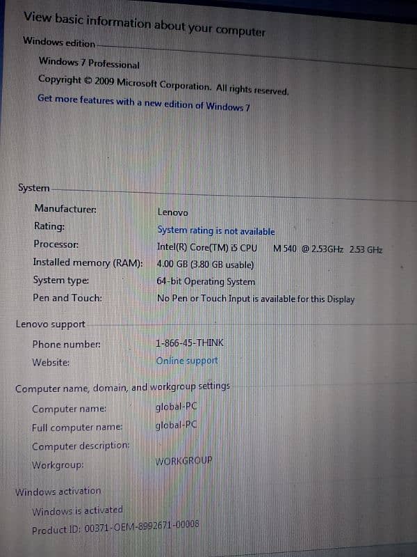 Lenovo laptop core i5 with 4gb ram, 2nd generation with increased M540 1