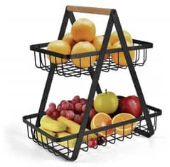 Fruit Basket and Vegetables Stand Kitchen Counter Rack In BLACK COLOR