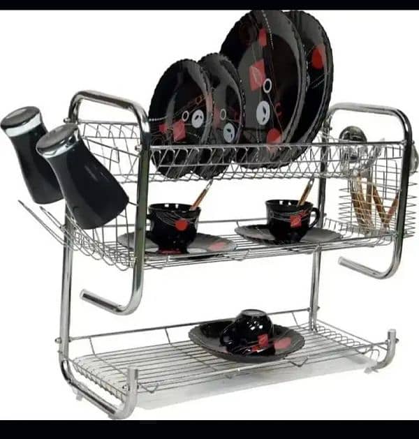 New G Shape 3-Tier Plate And Dish Rack/ Bartan Stand 0