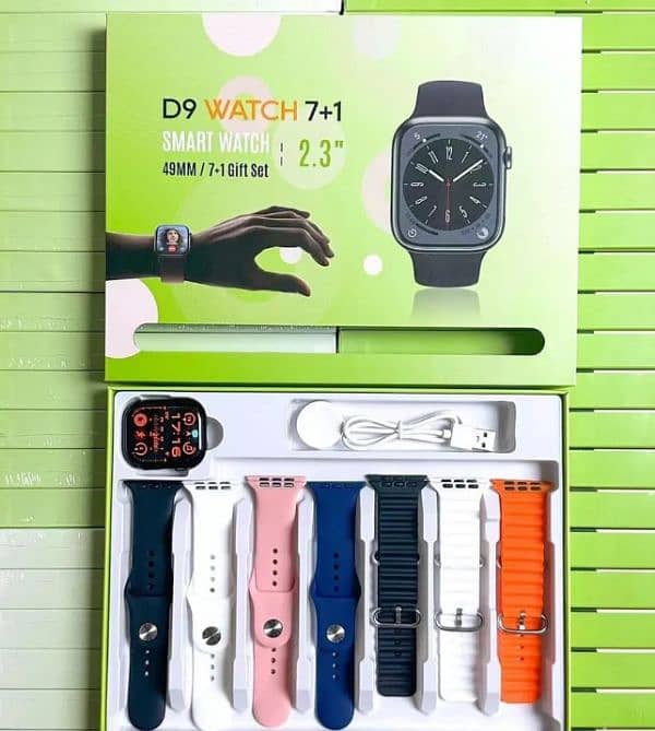 D9 7+1 Smart watch, 7 strap Smartwatch, 7in watch, Cash on delivery 0