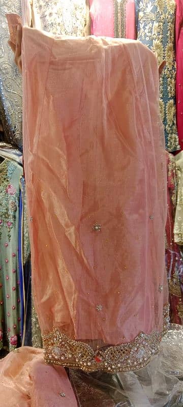 wedding dress shararah + short frok + pure dupatta + pauch 2