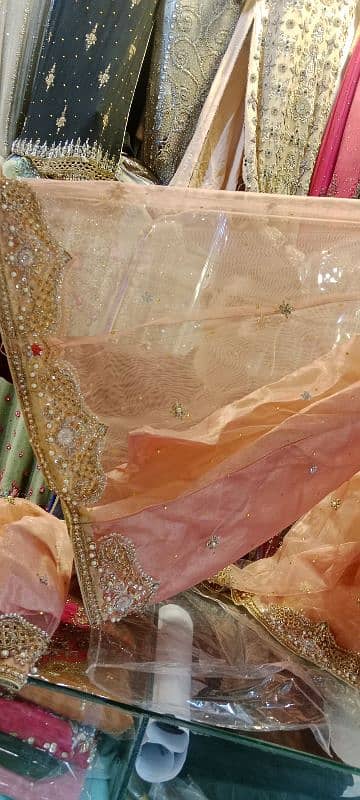 wedding dress shararah + short frok + pure dupatta + pauch 3