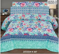 3 pcs poly cotton printed double bedsheet