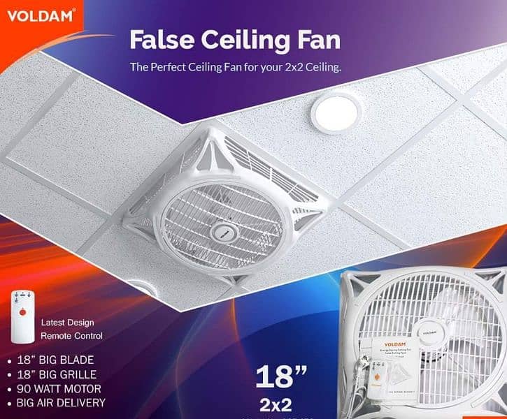 voldam false ceiling fan 2+2 18 2 year warranty 03212030028 what's app 0