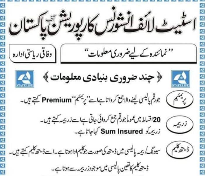 state Life insurance job offer female or male job send  CV 03334705176 1