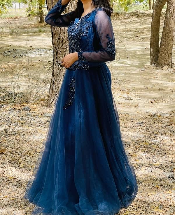 Designer maxi in deep blue colour 0