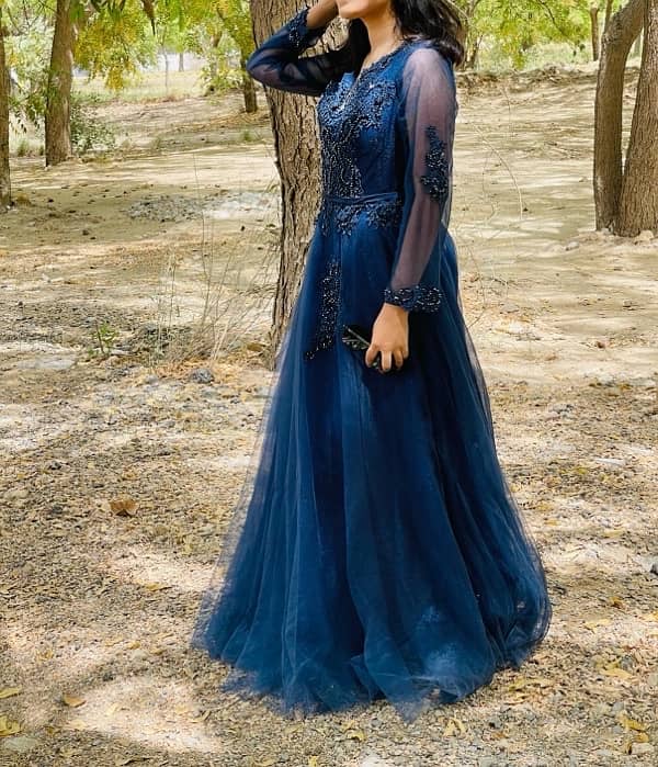 Designer maxi in deep blue colour 1