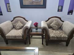 Solid Walnut wood Sofa set with Center Table set 10/10