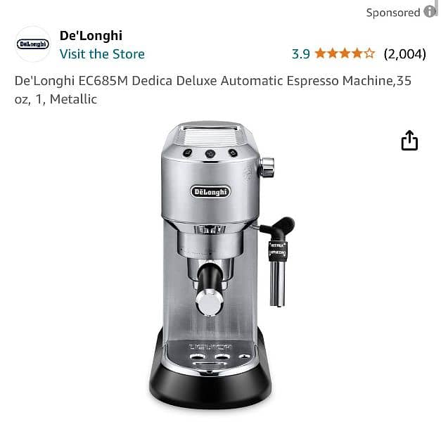 De'Longhi EC685M Dedica Deluxe Automatic Espresso Machine 1