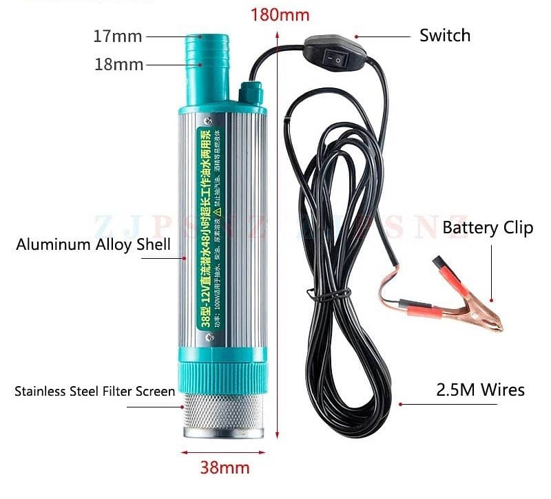 12V DC Electric Car Pump 38mm Portable Mini For Pumping Diesel Water 0