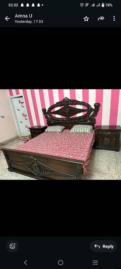 Pure Sheesham wood bed and dressing table