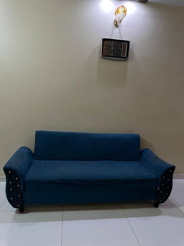 Sofa cum bed/wooden/3 seater/velvet material 1