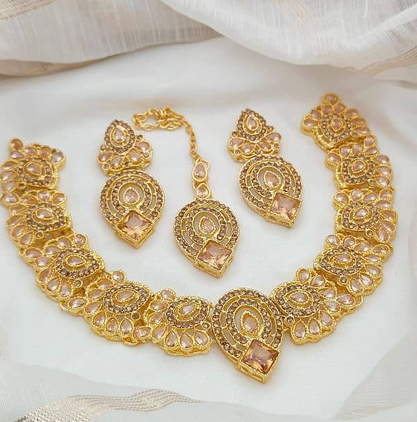 *Gold-plated Zircon Set With Tika Deliver All over pakistan 0