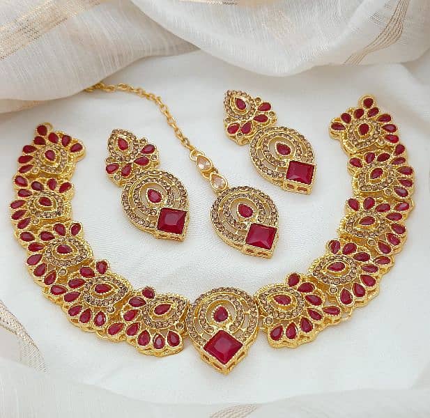 *Gold-plated Zircon Set With Tika Deliver All over pakistan 3