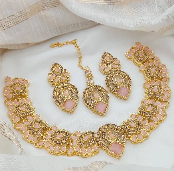 *Gold-plated Zircon Set With Tika Deliver All over pakistan 4