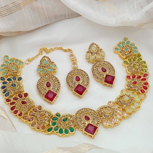 *Gold-plated Zircon Set With Tika Deliver All over pakistan 6